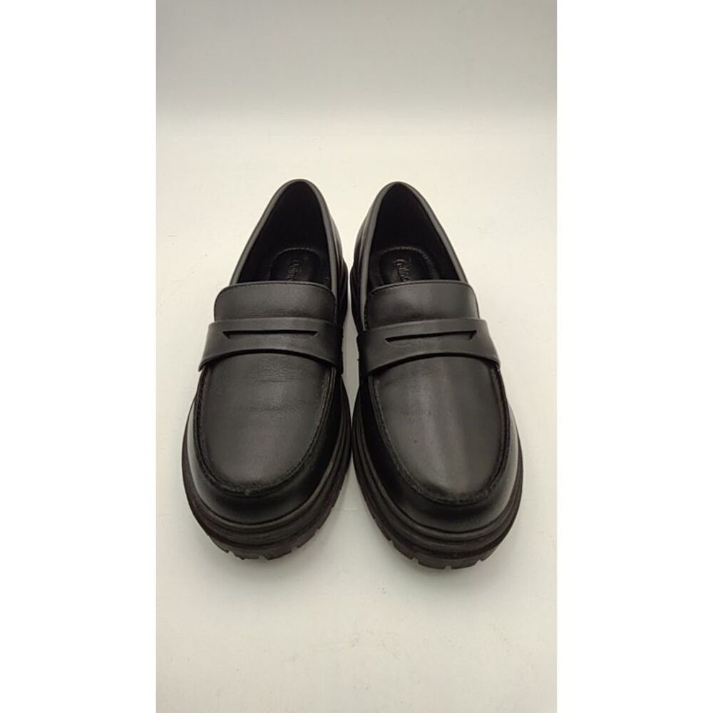 Quince Womens Italian Leather Lug Sole Loafer Black Shoes 5.5